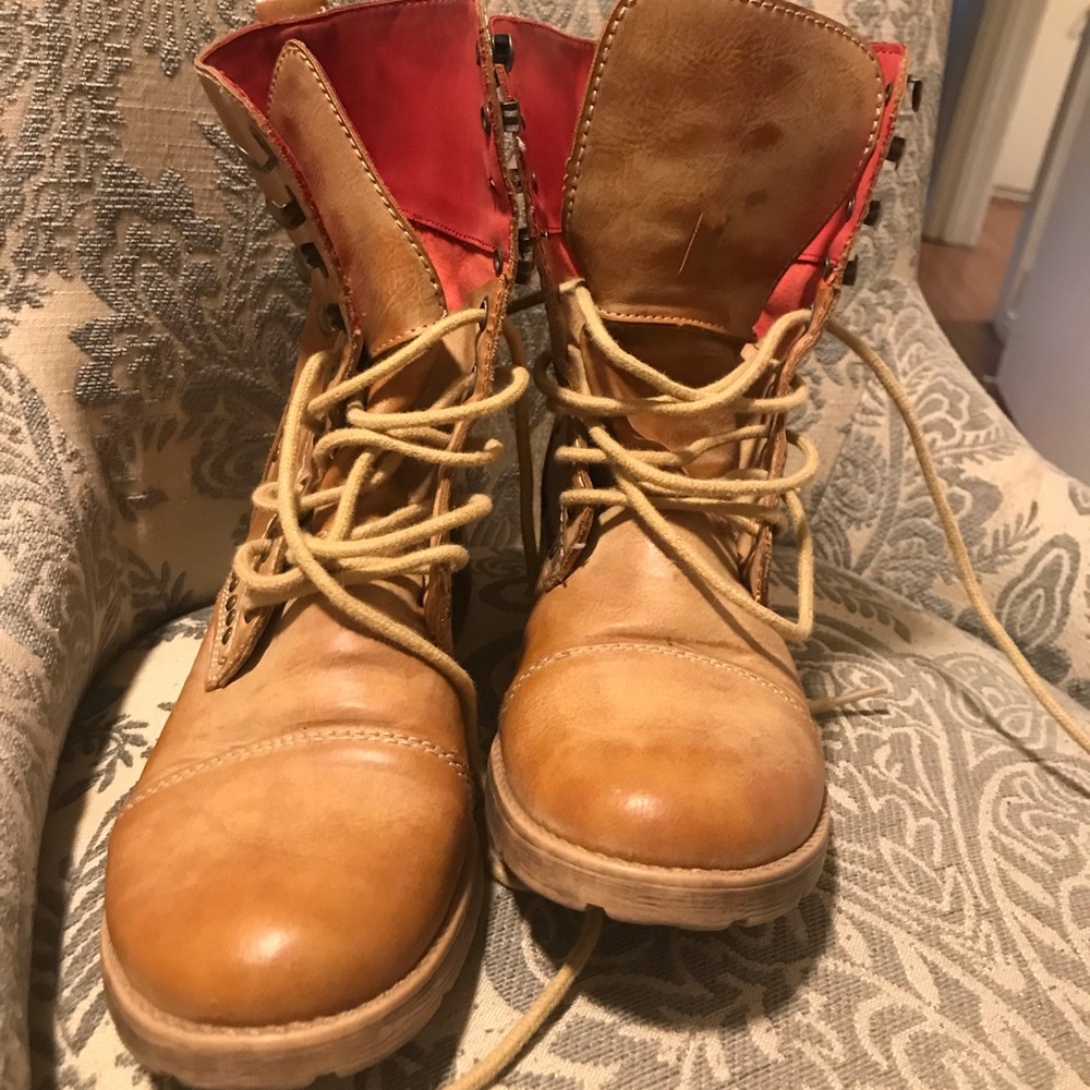 Tan lace-up American Rag mid-calf boots size 7 1/2
